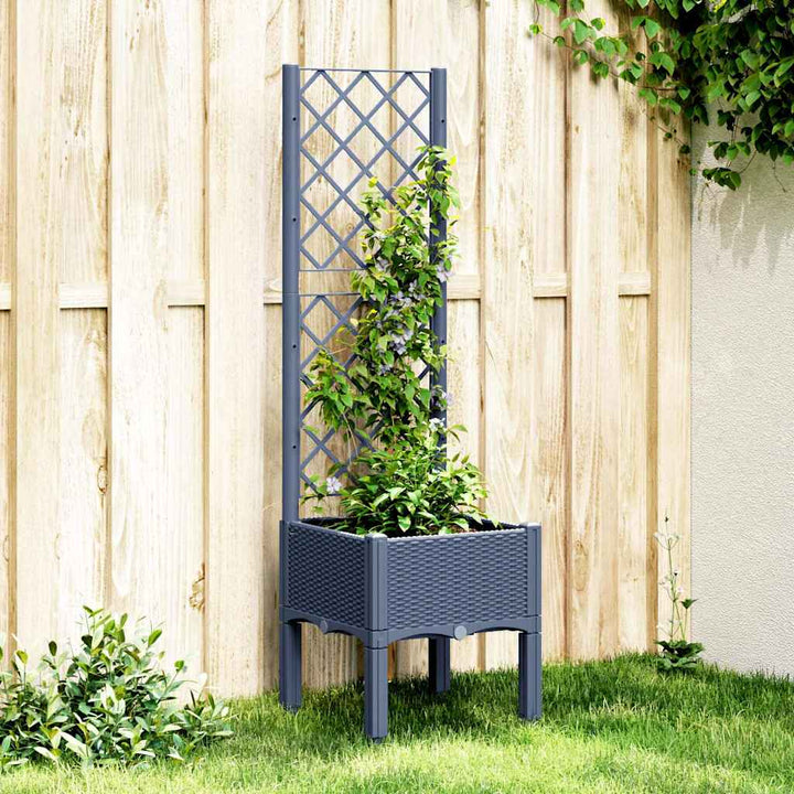 plantekasse med espalier 40x40x142 cm PP blågrå