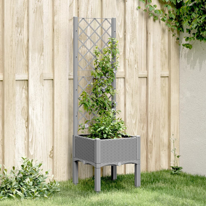 plantekasse med espalier 40x40x142 cm PP lysegrå