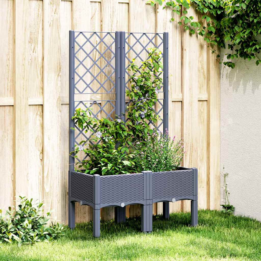 plantekasse med espalier 80x40x142 cm PP blågrå
