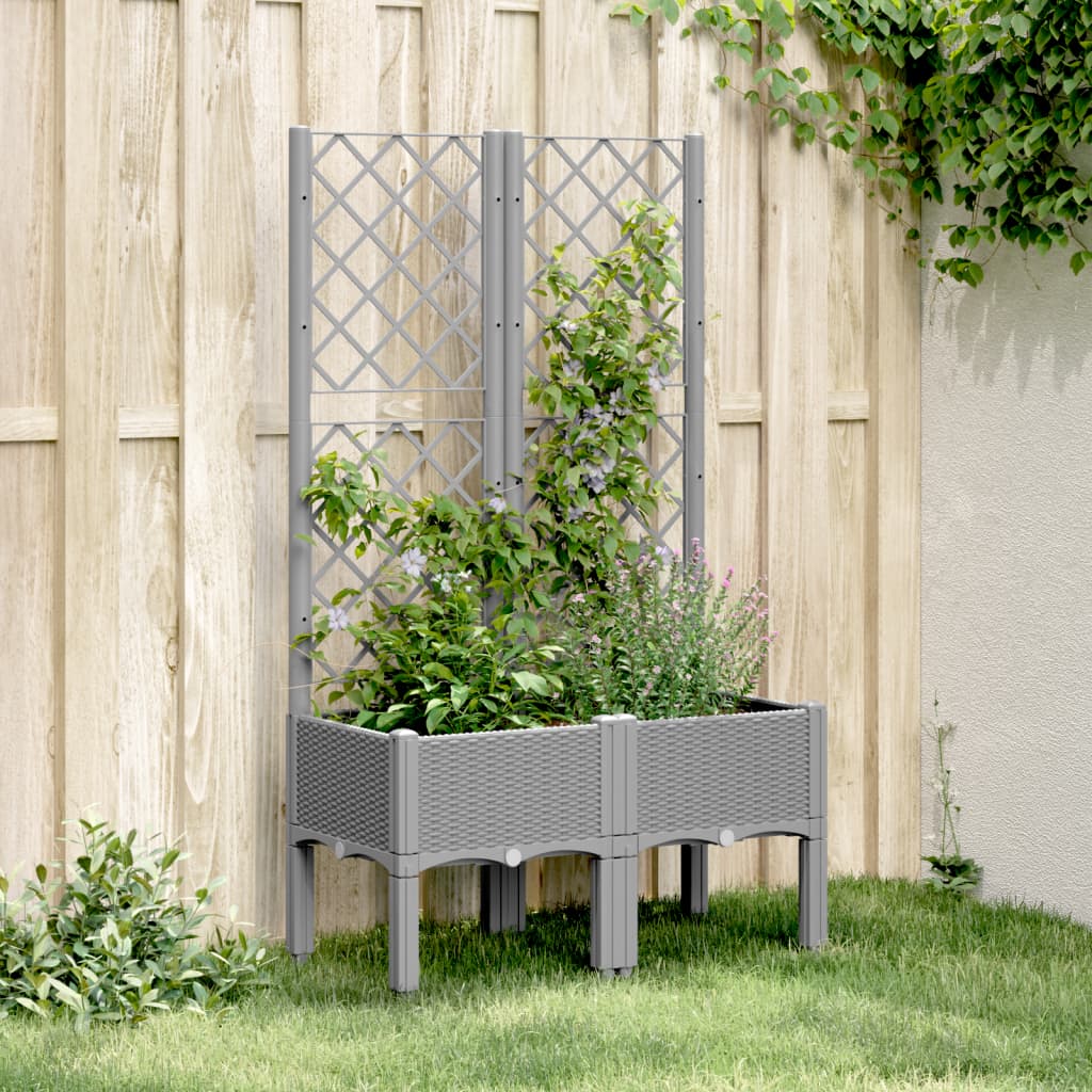 plantekasse med espalier 80x40x142 cm PP lysegrå