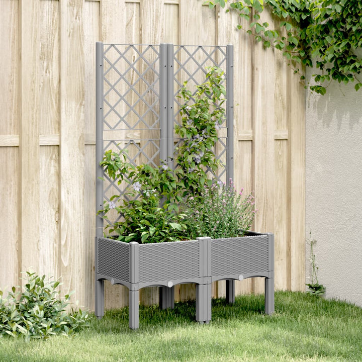 plantekasse med espalier 80x40x142 cm PP lysegrå