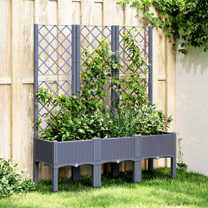 plantekasse med espalier 120x40x142 cm PP blågrå