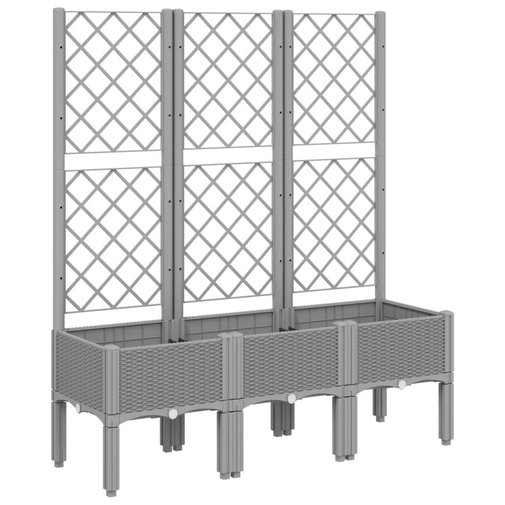 plantekasse med espalier 120x40x142 cm PP lysegrå