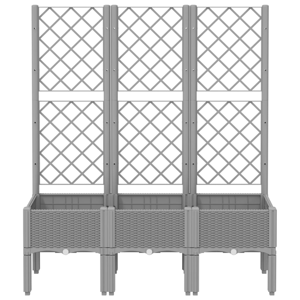 plantekasse med espalier 120x40x142 cm PP lysegrå