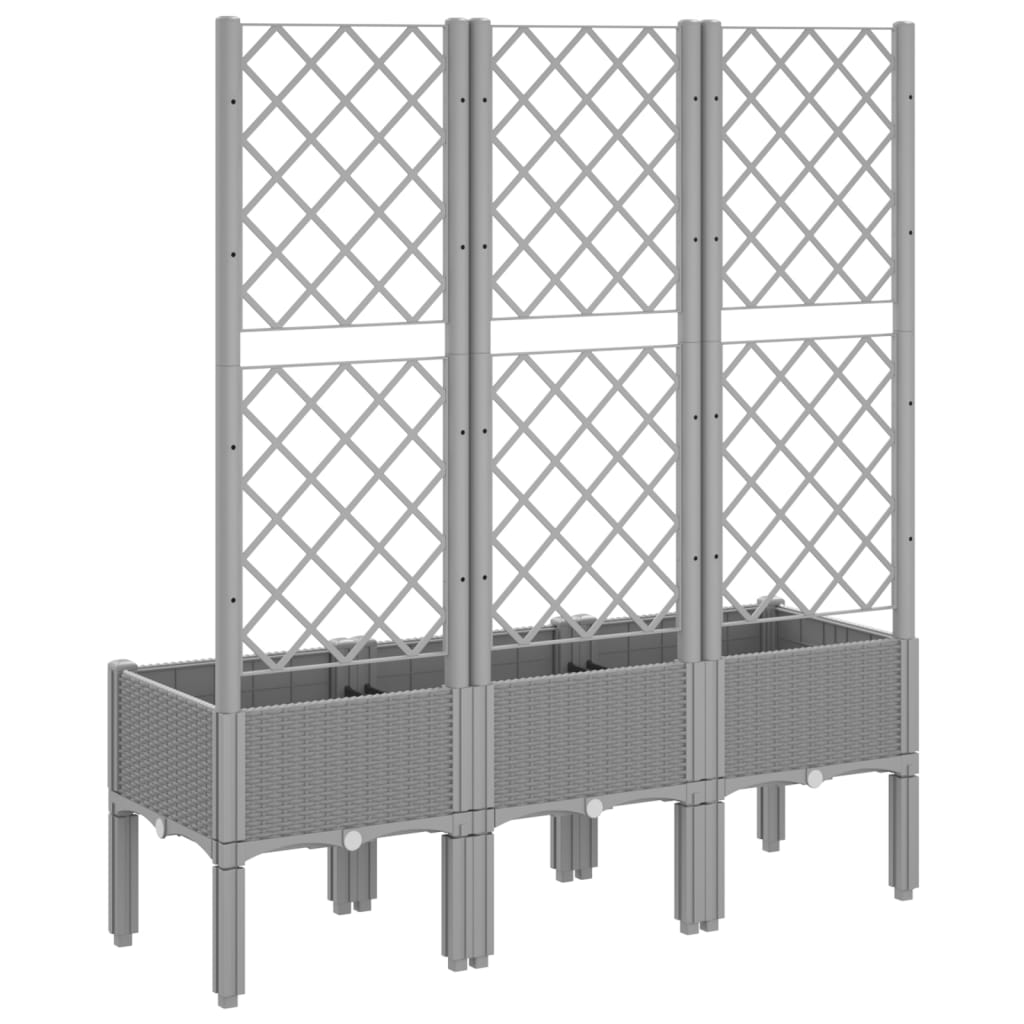plantekasse med espalier 120x40x142 cm PP lysegrå
