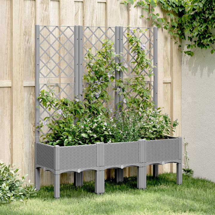 plantekasse med espalier 120x40x142 cm PP lysegrå