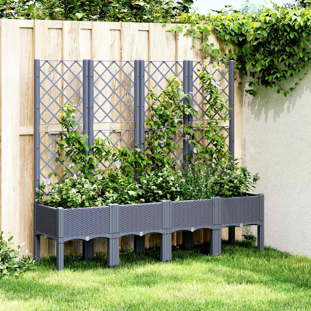 plantekasse med espalier 160x40x142 cm PP blågrå