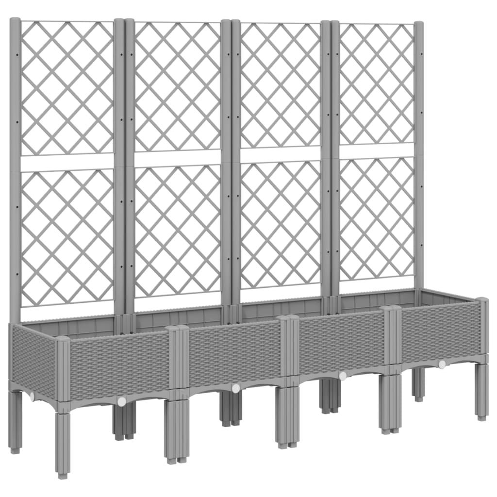 plantekasse med espalier 160x40x142 cm PP lysegrå