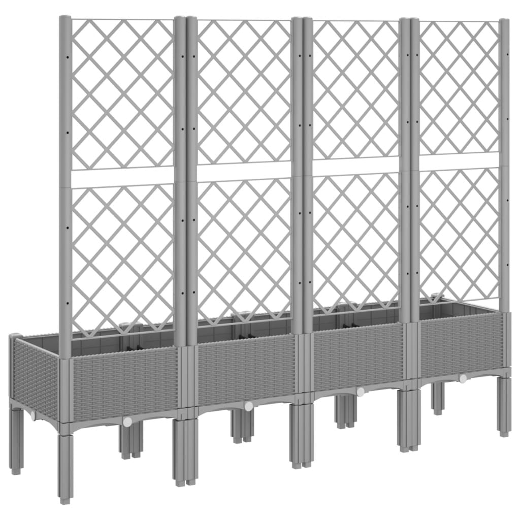 plantekasse med espalier 160x40x142 cm PP lysegrå