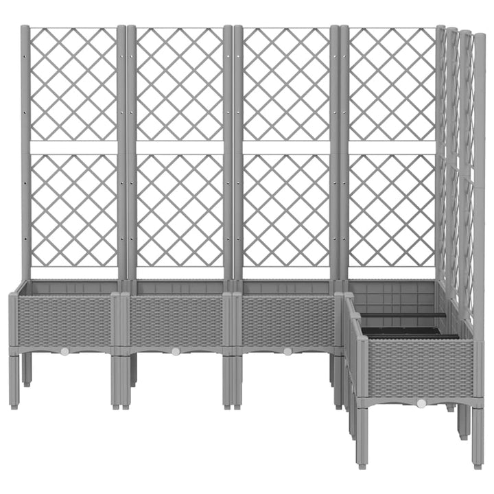 plantekasse med espalier 160x120x142 cm PP lysegrå