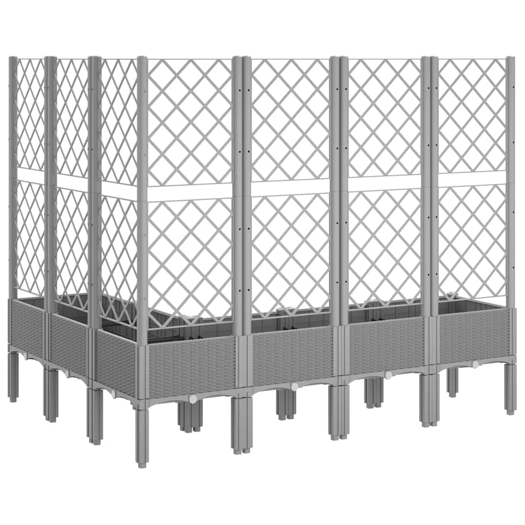 plantekasse med espalier 160x120x142 cm PP lysegrå