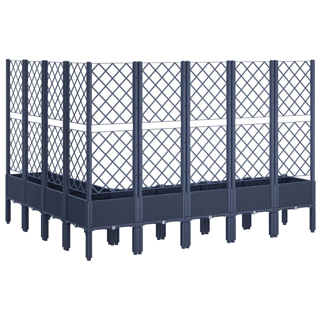 plantekasse med espalier 200x160x142 cm PP blågrå