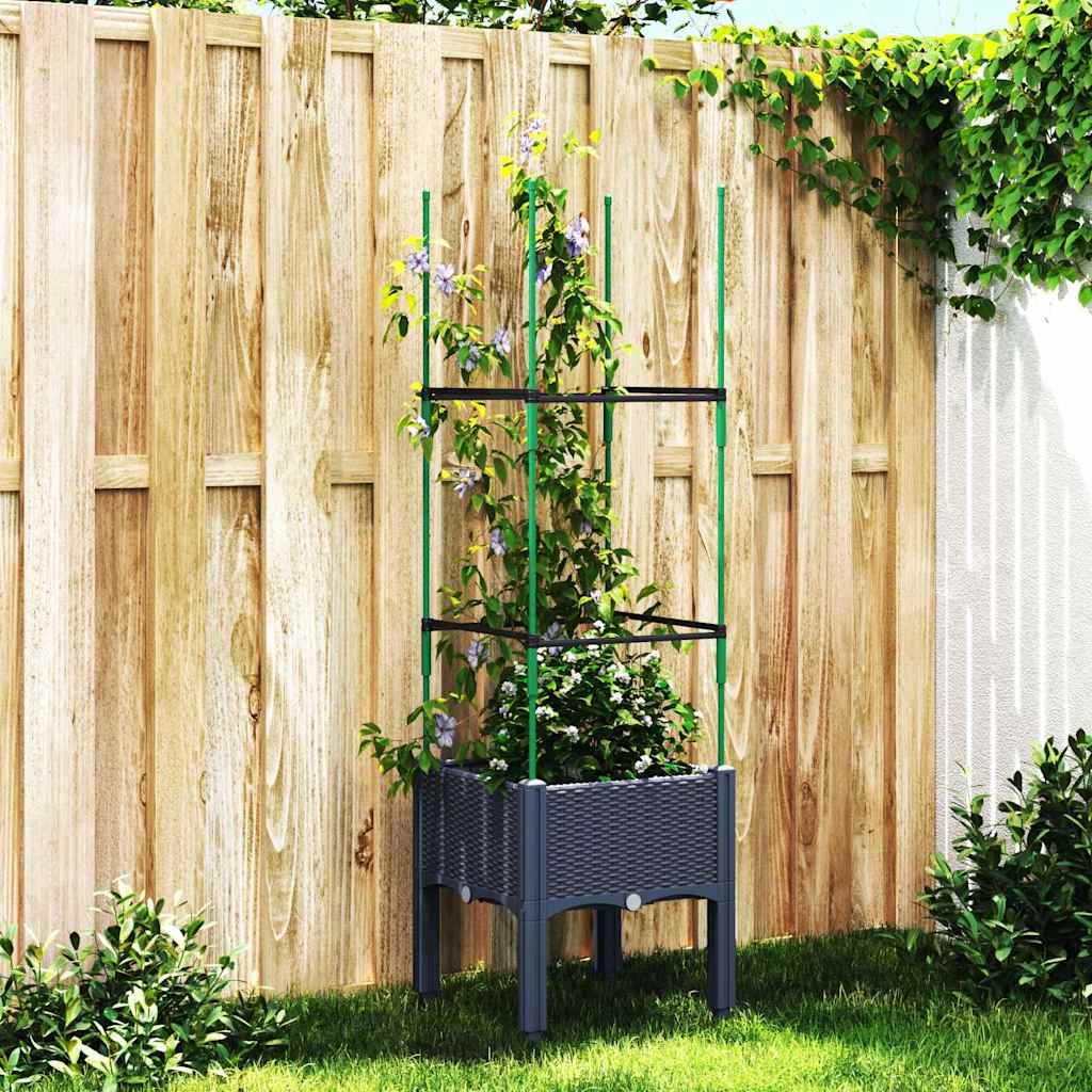 plantekasse med espalier 40x40x142,5 cm PP blågrå