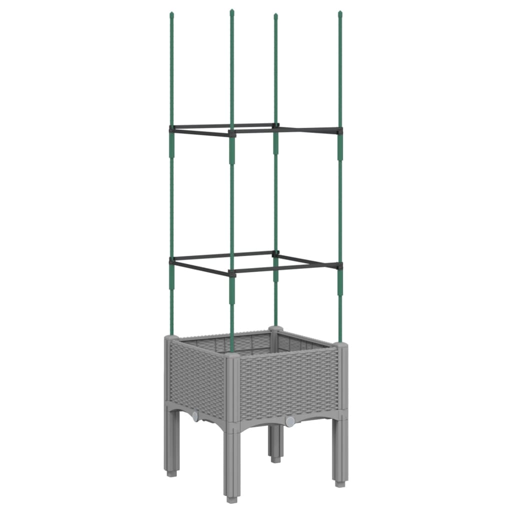 plantekasse med espalier 40x40x142,5 cm PP lysegrå