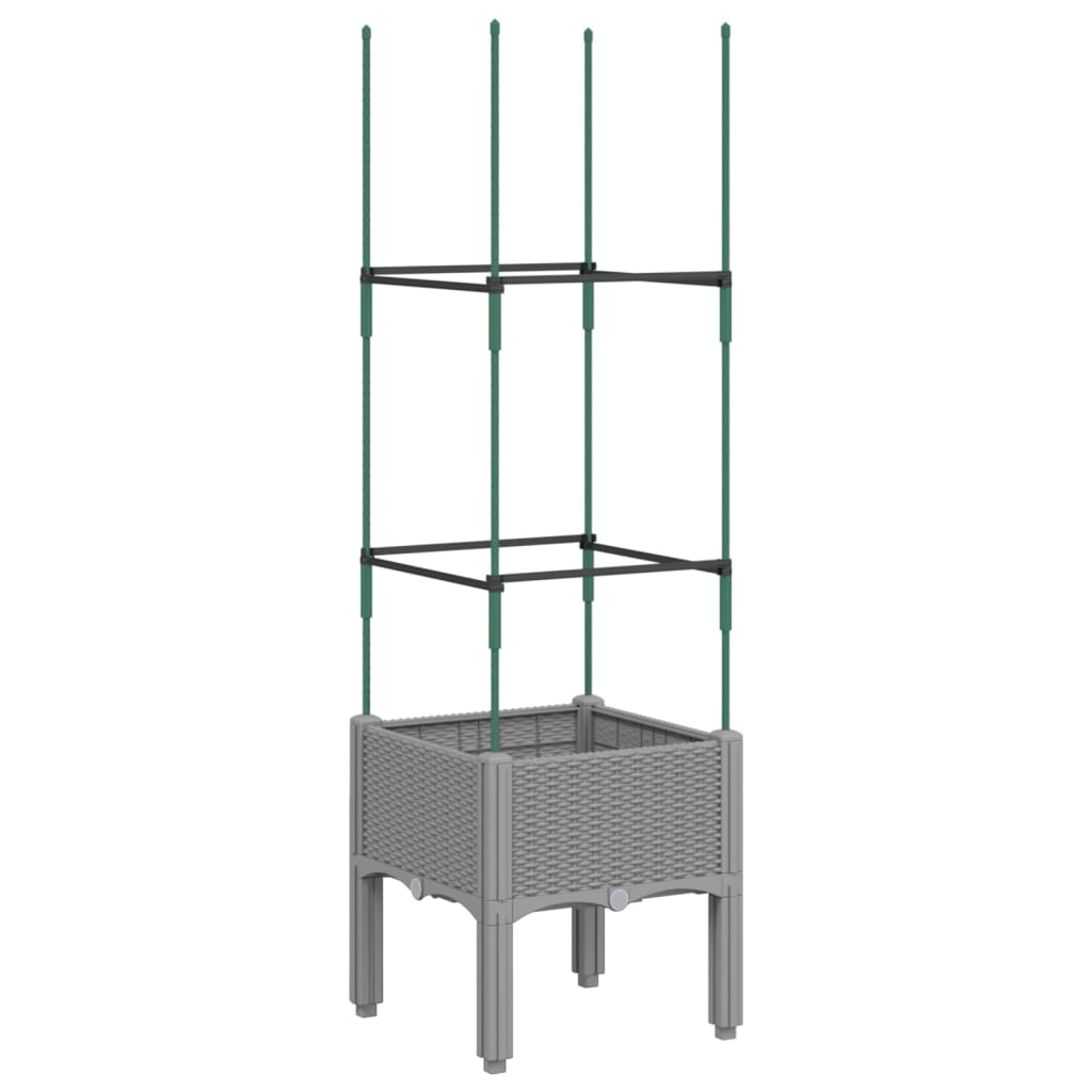 plantekasse med espalier 40x40x142,5 cm PP lysegrå
