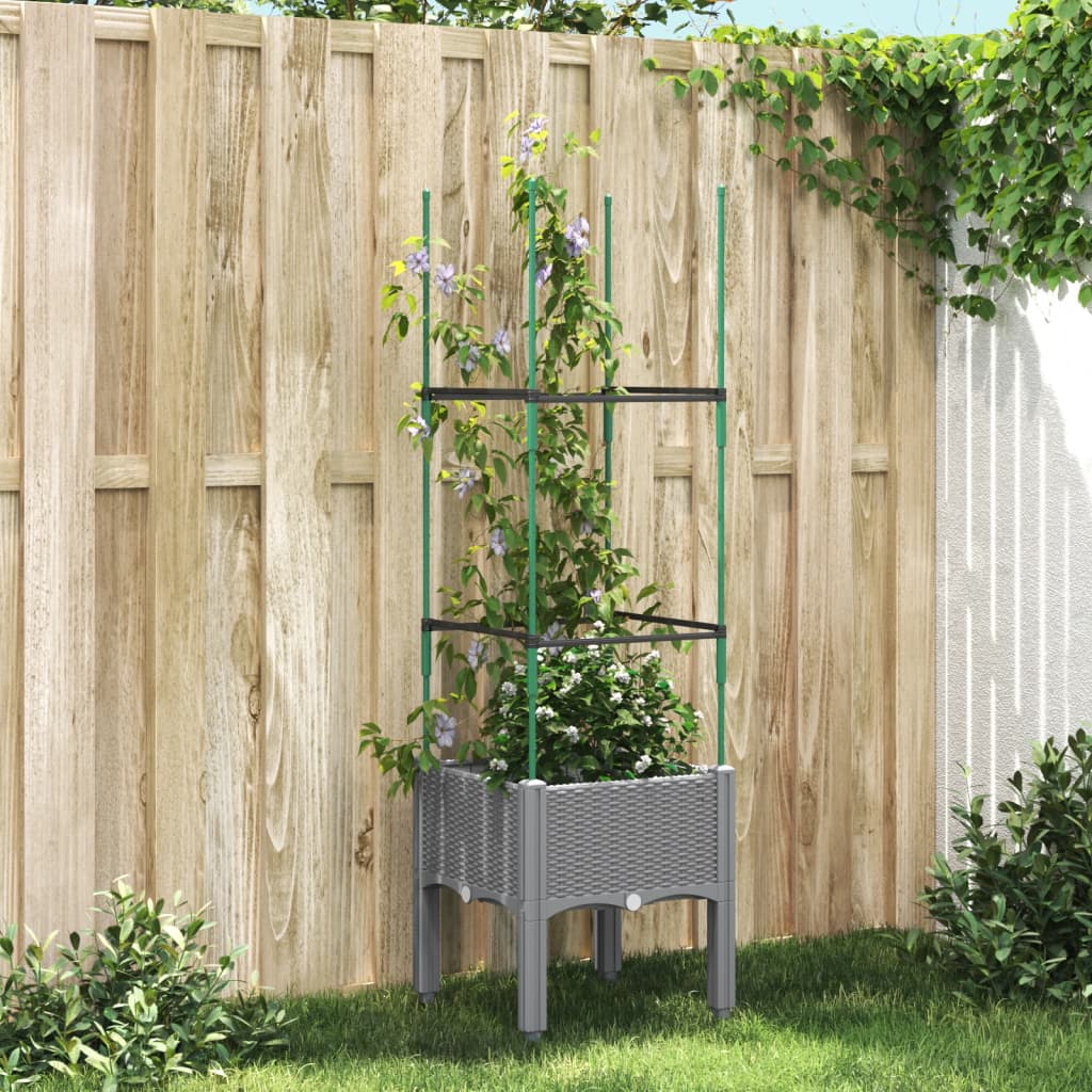 plantekasse med espalier 40x40x142,5 cm PP lysegrå