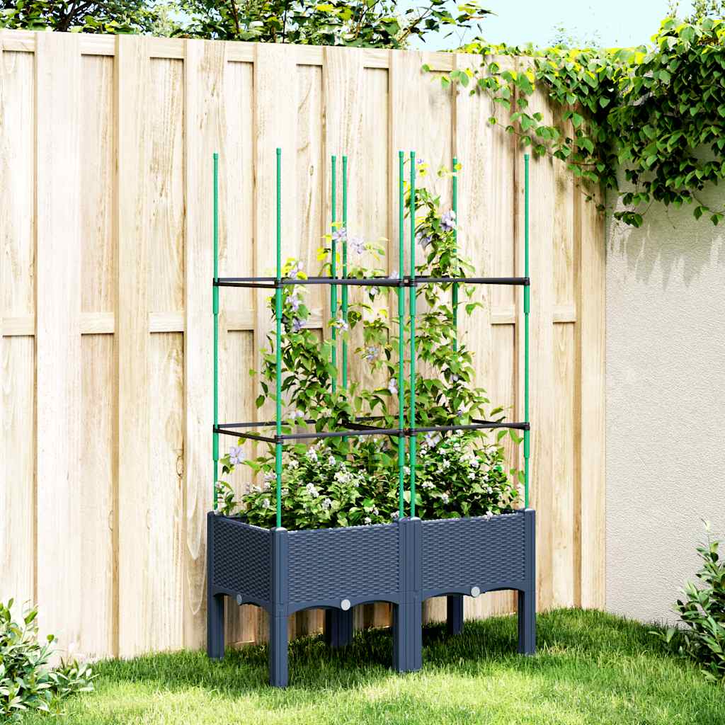 plantekasse med espalier 80x40x142,5 cm PP blågrå