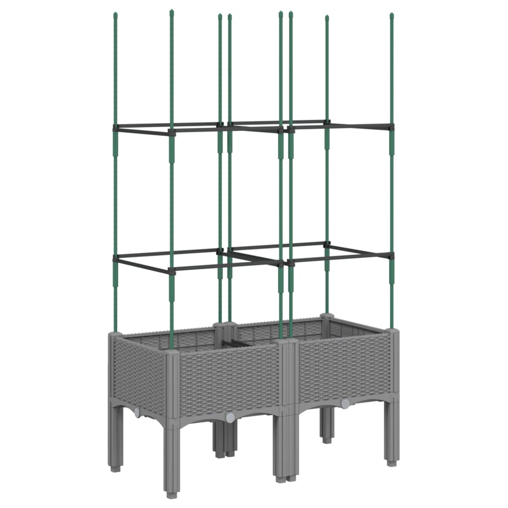 plantekasse med espalier 80x40x142,5 cm PP lysegrå