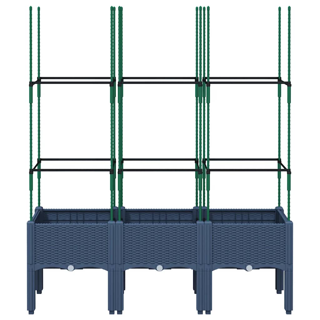 plantekasse med espalier 120x40x142,5 cm PP blågrå