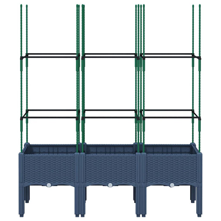 plantekasse med espalier 120x40x142,5 cm PP blågrå