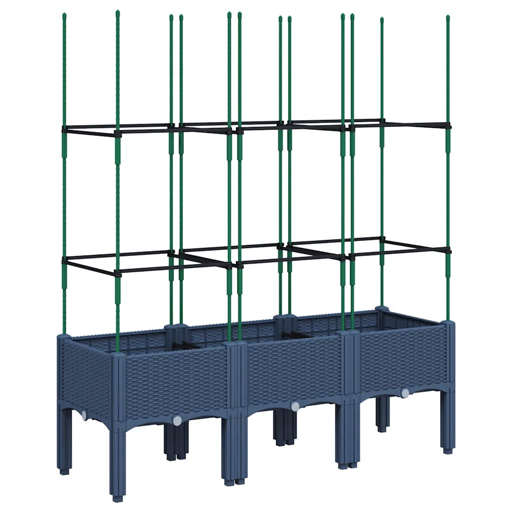 plantekasse med espalier 120x40x142,5 cm PP blågrå