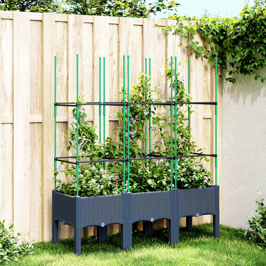 plantekasse med espalier 120x40x142,5 cm PP blågrå