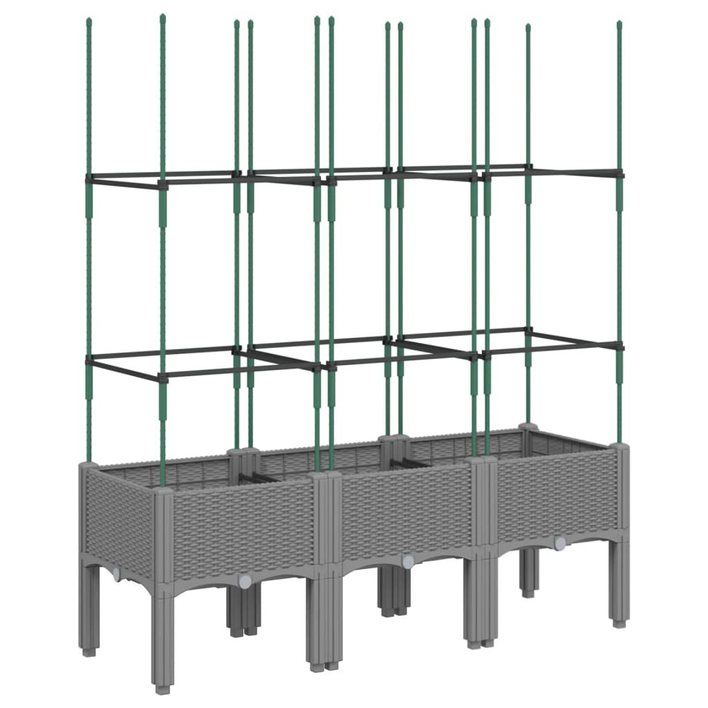 plantekasse med espalier 120x40x142,5 cm PP lysegrå