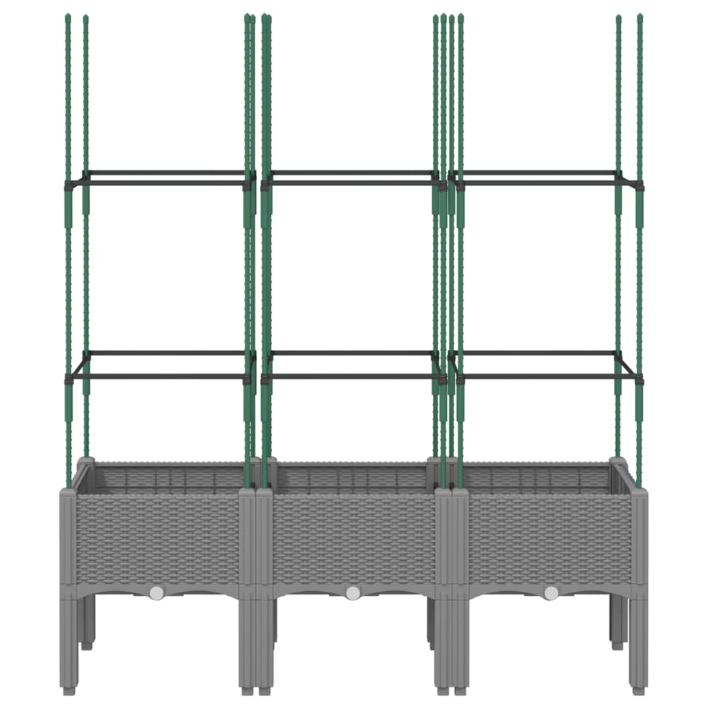 plantekasse med espalier 120x40x142,5 cm PP lysegrå