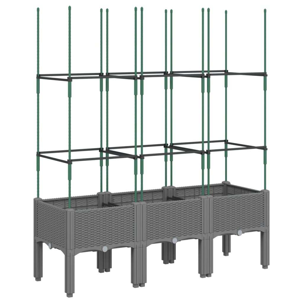 plantekasse med espalier 120x40x142,5 cm PP lysegrå