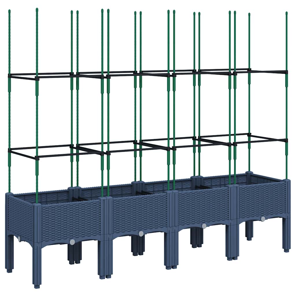 plantekasse med espalier 160x40x142,5 cm PP blågrå
