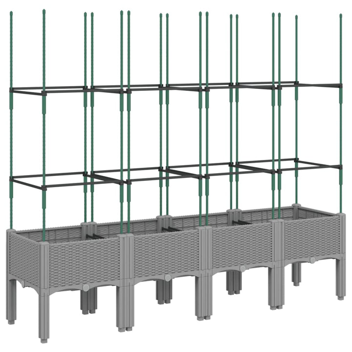 plantekasse med espalier 160x40x142,5 cm PP lysegrå