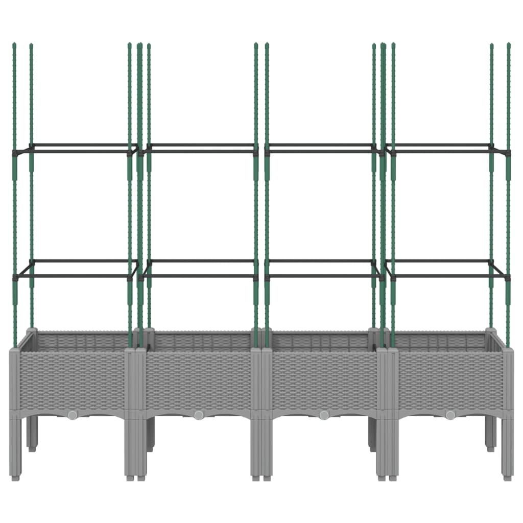 plantekasse med espalier 160x40x142,5 cm PP lysegrå