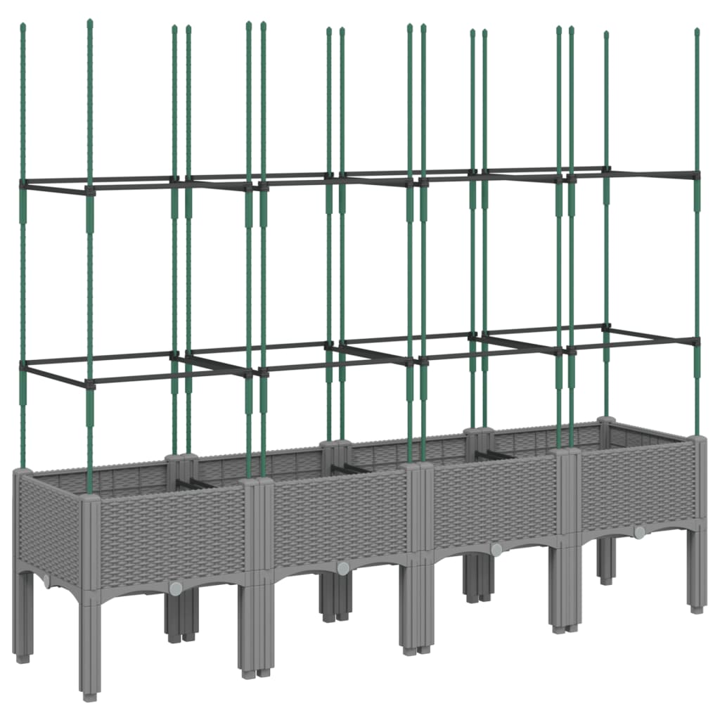 plantekasse med espalier 160x40x142,5 cm PP lysegrå
