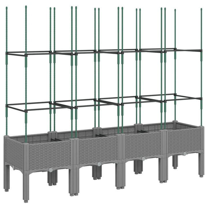 plantekasse med espalier 160x40x142,5 cm PP lysegrå