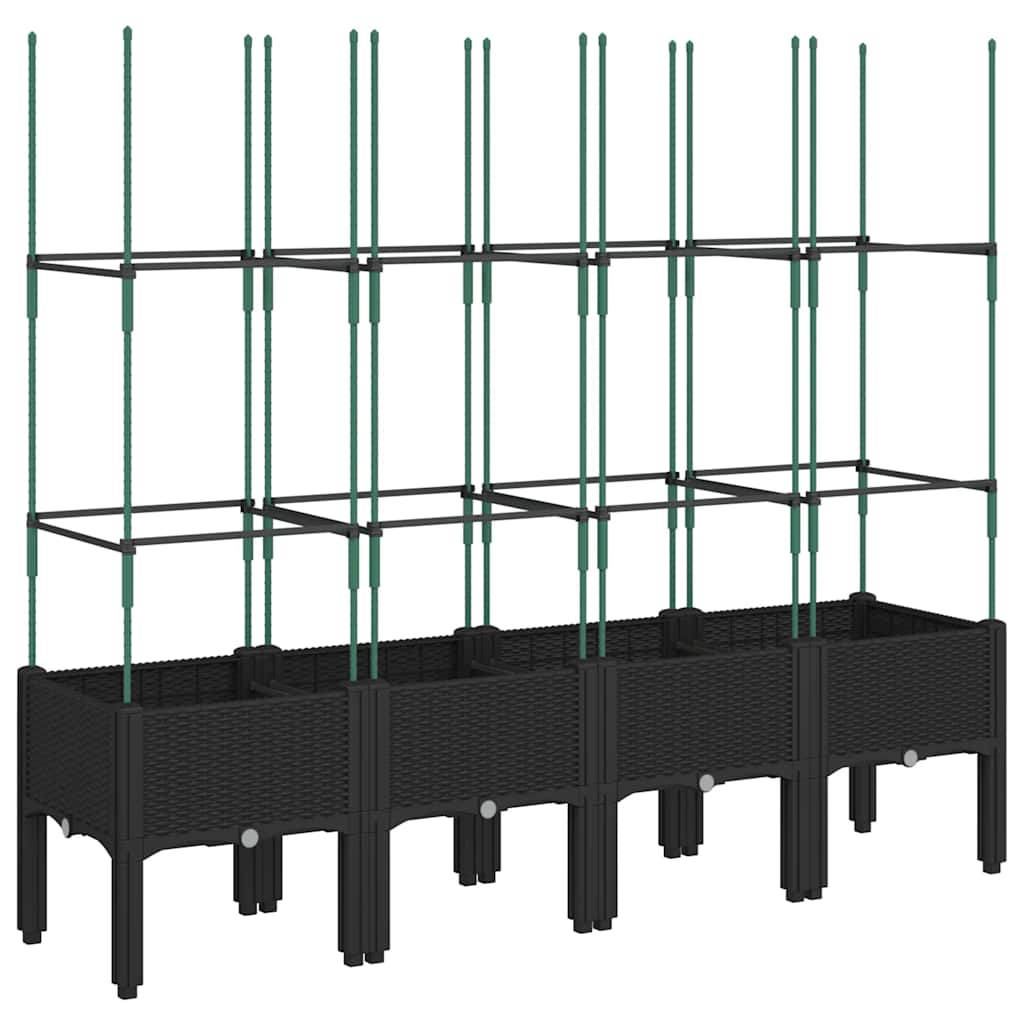 plantekasse med espalier 160x40x142,5 cm PP sort