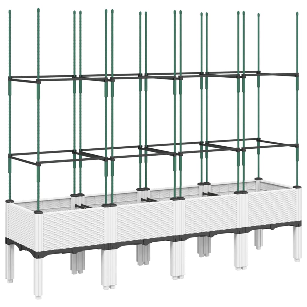 plantekasse med espalier 160x40x142,5 cm PP hvid