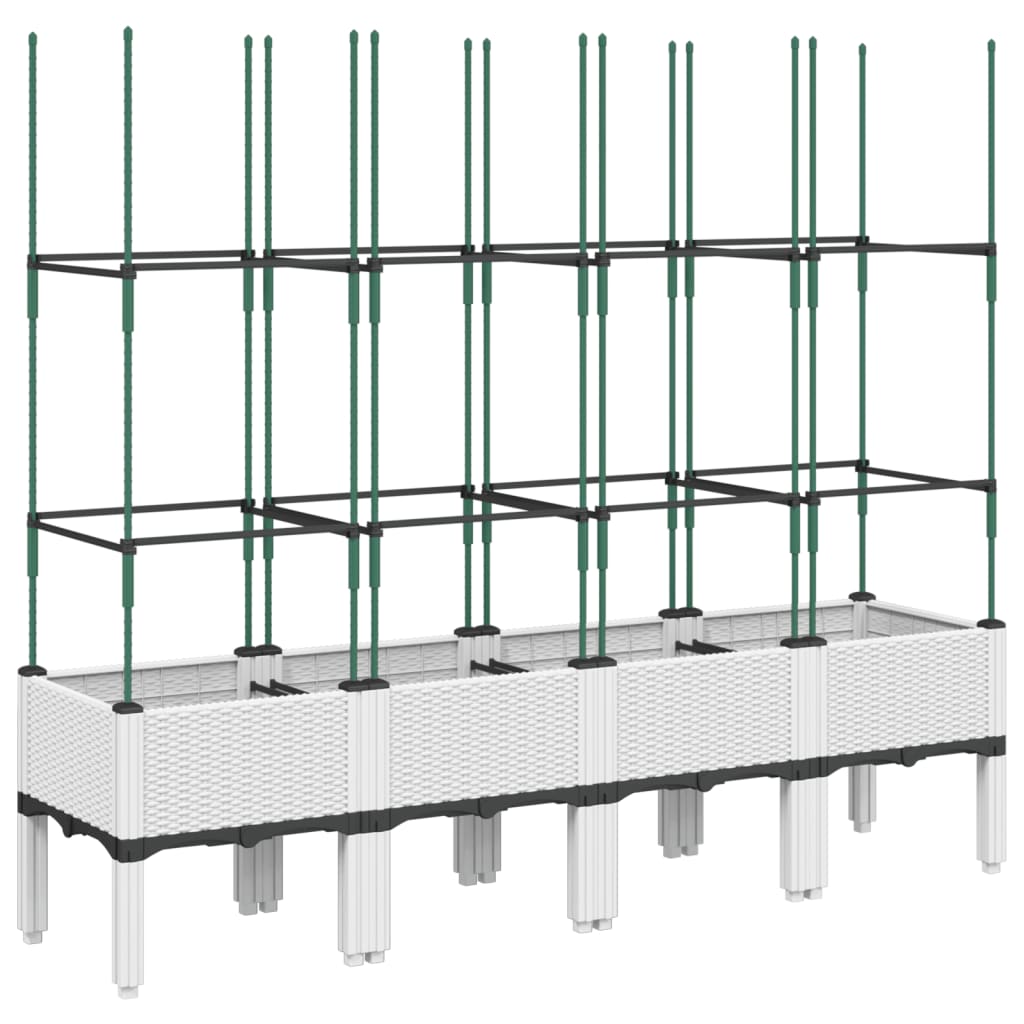 plantekasse med espalier 160x40x142,5 cm PP hvid
