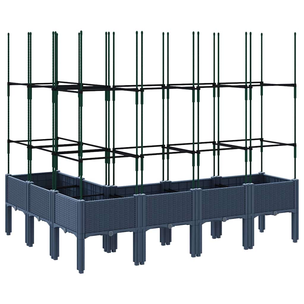 plantekasse med espalier 160x120x142,5 cm PP blågrå