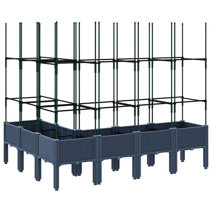 plantekasse med espalier 160x120x142,5 cm PP blågrå