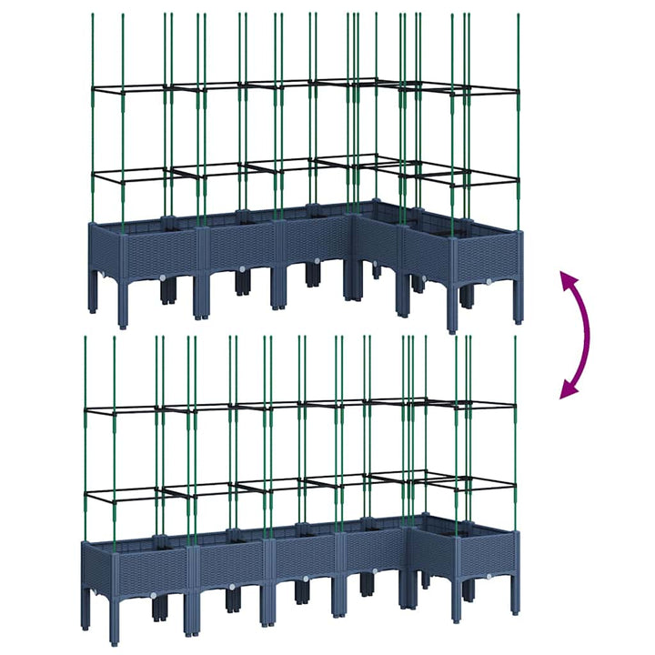 plantekasse med espalier 160x120x142,5 cm PP blågrå
