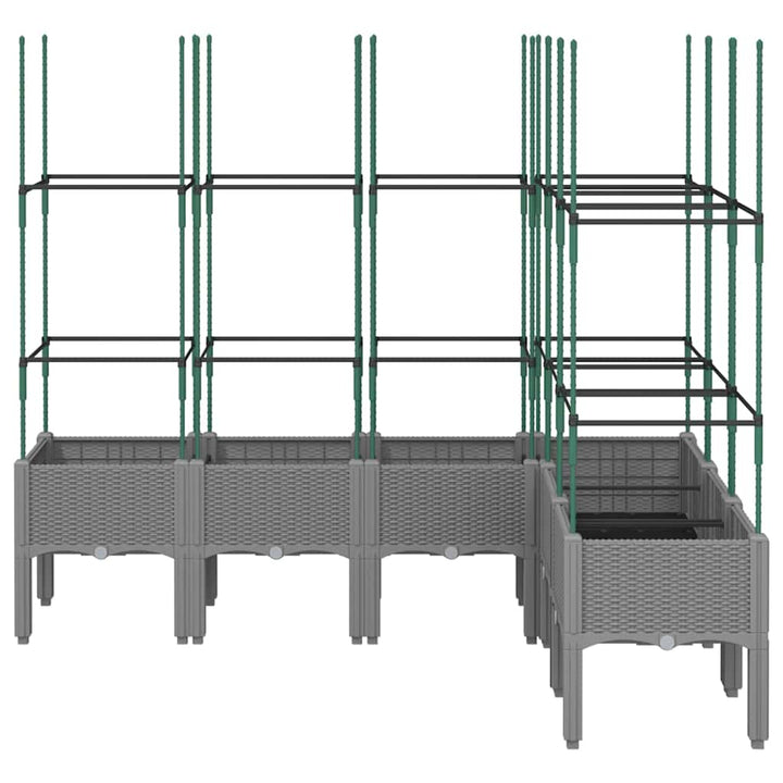 plantekasse med espalier 160x120x142,5 cm PP lysegrå