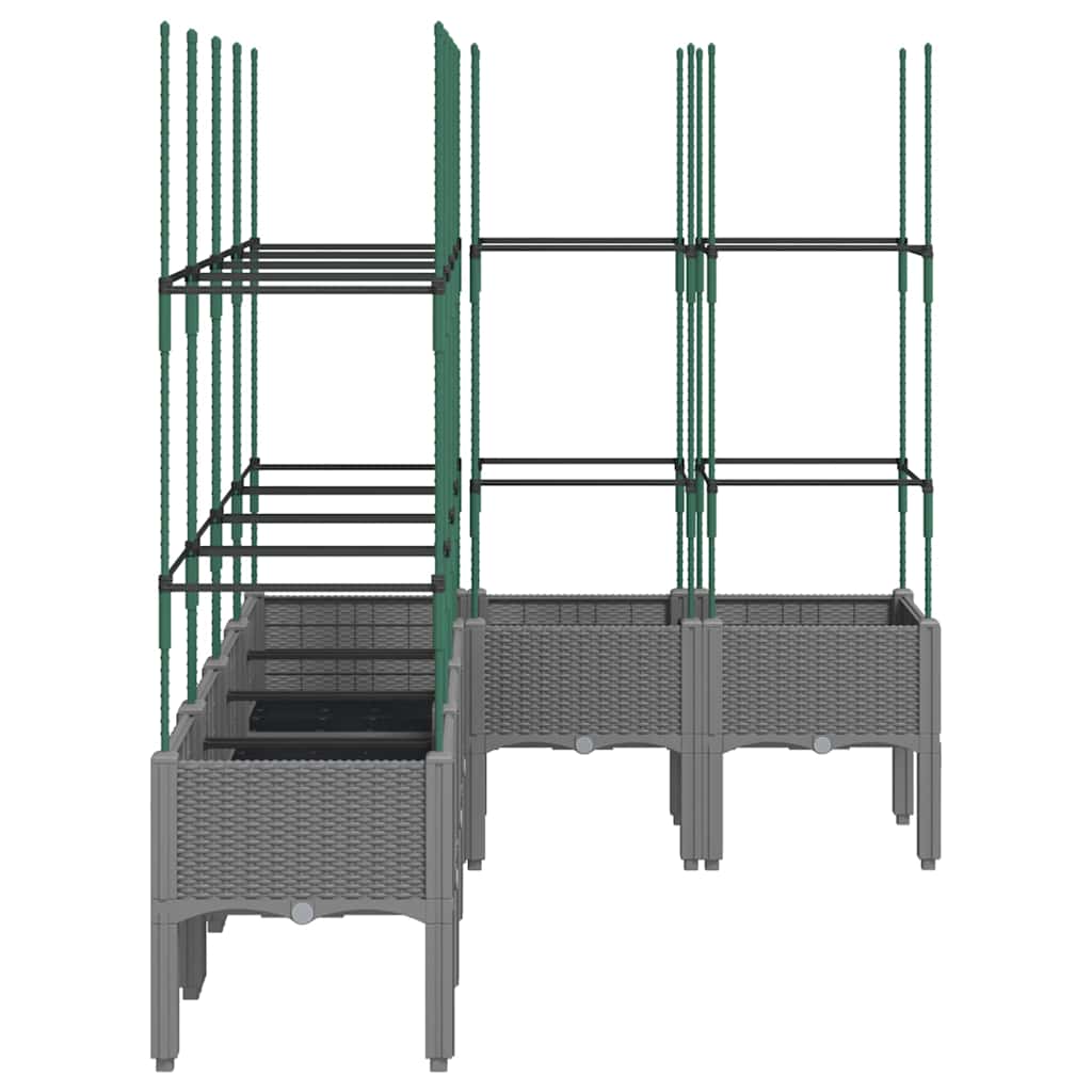 plantekasse med espalier 160x120x142,5 cm PP lysegrå