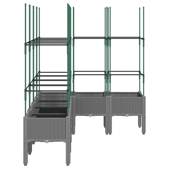 plantekasse med espalier 160x120x142,5 cm PP lysegrå