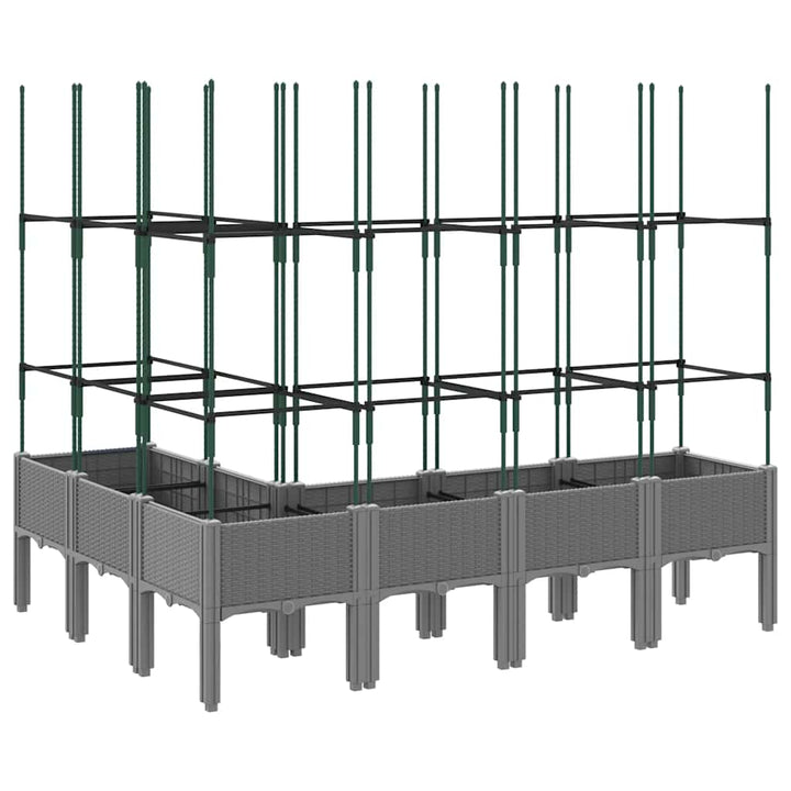 plantekasse med espalier 160x120x142,5 cm PP lysegrå