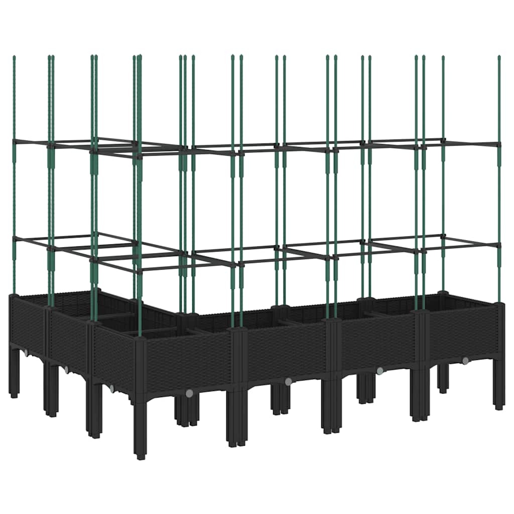 plantekasse med espalier 160x120x142,5 cm PP sort