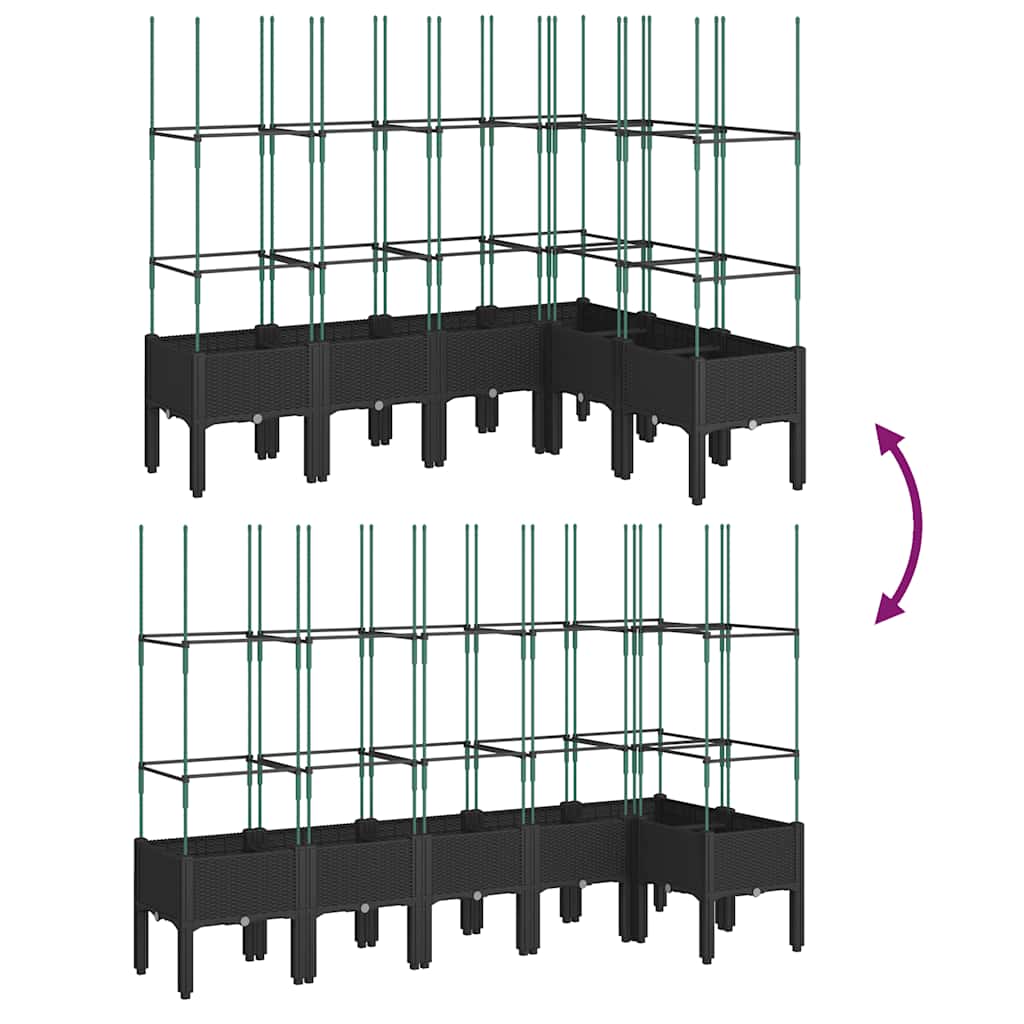plantekasse med espalier 160x120x142,5 cm PP sort