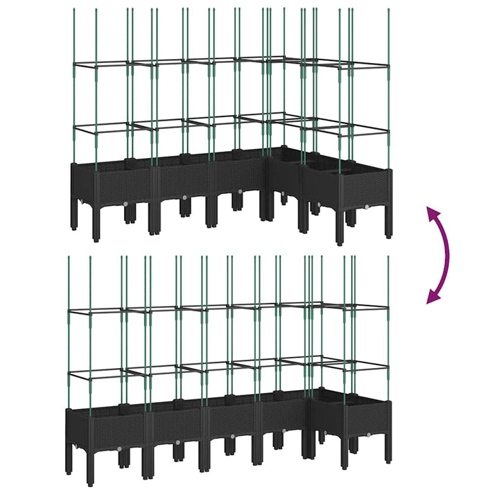 plantekasse med espalier 160x120x142,5 cm PP sort