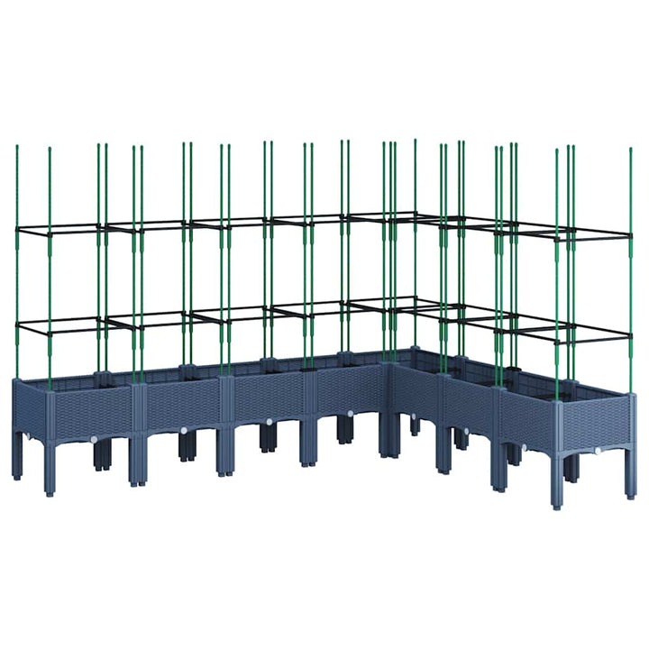 plantekasse med espalier 200x160x142,5 cm PP blågrå
