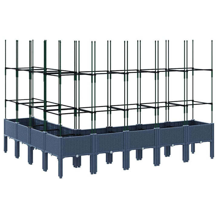 plantekasse med espalier 200x160x142,5 cm PP blågrå