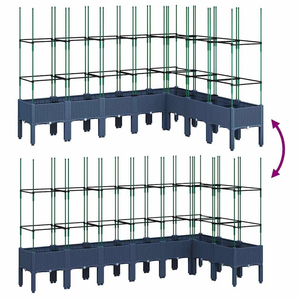 plantekasse med espalier 200x160x142,5 cm PP blågrå
